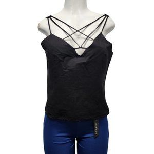 Charlotte Russe Women's Top Tank Med Cropped Straps Black Medium